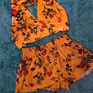floral shorts set